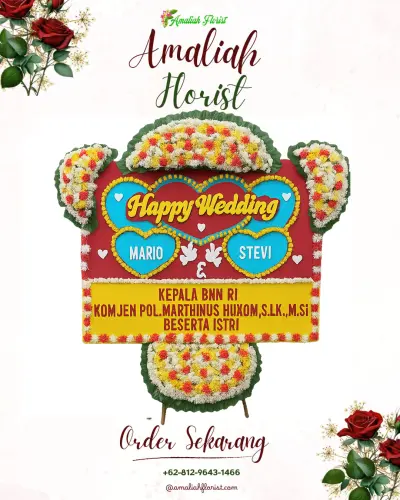 Karangan Papan Bunga Pernikahan di Mindaka